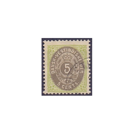 DWI. 1876-1901. 5 Cents, grøn/grå. OMV RM.AFA nr 10y **    /st.
