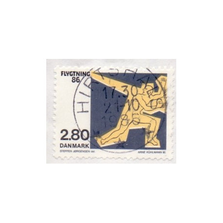 1986. Flygtning 86. Lille klip med variant. gul farve forskudt opad AFA nr. 872