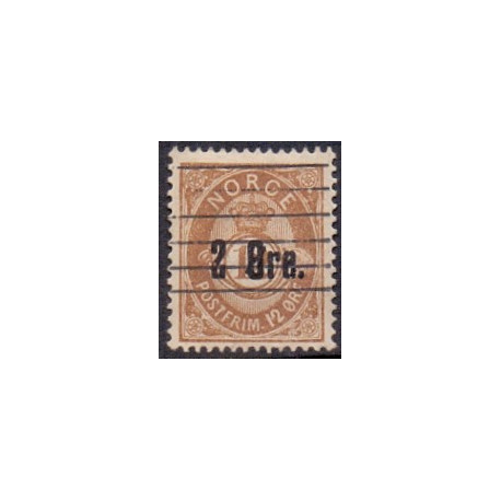 Norge. 1888. 2/12 Øre, gråbrun AFA nr. 48a ** Postfrisk ubrugt stemplet st.