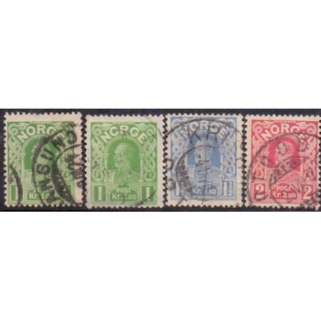 Norge. 1910. Haakon, 1,00-2,00 kr. AFA nr. 86-88 st. (4)
