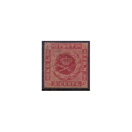 DWI. 1856. 3 Cent. brun gummi, AFA nr. 1C ** stempelt
