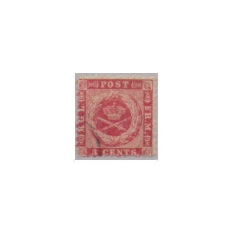 DWI. 1866. 3 Cent. Rosa/karmin AFA nr. 2 ** stempelt