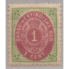 DWI. 1873-1902.  1 Cent, grøn/rødliglilla. omvendt ramme. AFA nr. 5By ** Postfrisk, stemplet
