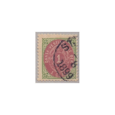 DWI. 1873-1902.  1 Cent, grøn/rødliglilla. omvendt ramme. AFA nr. 5By ** Postfrisk, stemplet