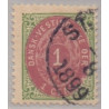 DWI. 1873-1902.  1 Cent, grøn/rødliglilla. omvendt ramme. AFA nr. 5By ** Postfrisk, stemplet