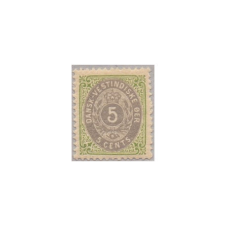 DWI. 1876-1901. 5 Cents, lgrøn/gulligrå.AFA nr 10By **    /st.
