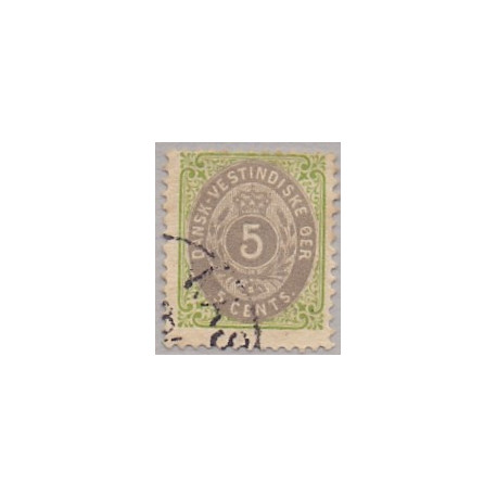 DWI. 1876-1901.  5 Cents, lgrøn/gulligrå.AFA nr 10By **    /st.