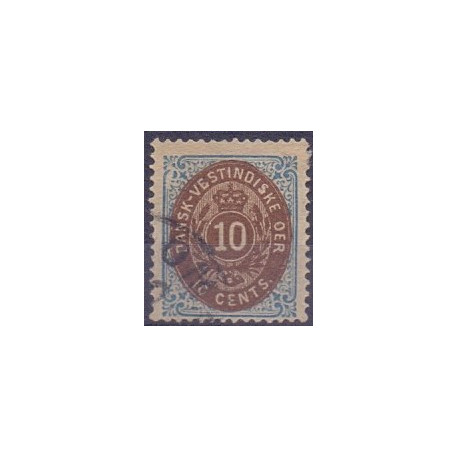 DWI. 1876-1901.  10 Cents, blå/mørkbrun. OMV RM.med variant AFA nr 11y **   /st.