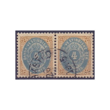 DWI. 1873-1902.  4 Cents, brun/blå. Parstykke AFA nr. 7 st. **/ st