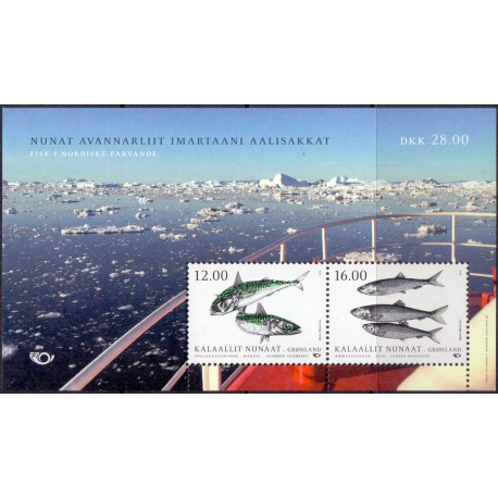 2018. 12-16,00 Kr. Norden Fisk i Grønland, miniark AFA nr. 792-93a **   postfrisk  stemplet FDC