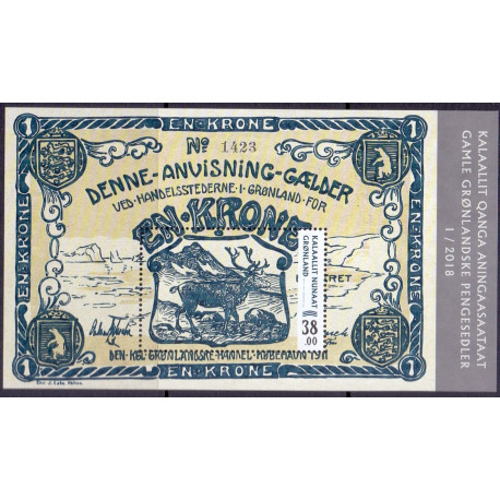 2018. 38-40,00 Kr. Gamle pengesedler II, Miniark. AFA nr. 796-97 **      postfrisk  stemplet FDC