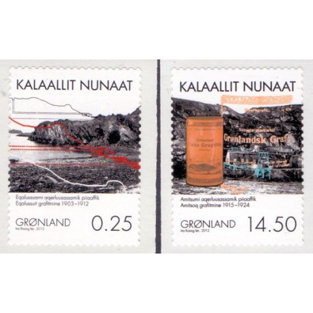 2012. 0,25-14,50 Kr. Minedrift i Grønland III. AFA nr. 618-9 postfrisk stemplet