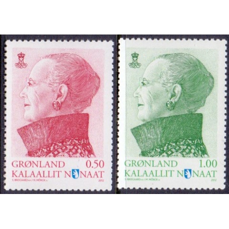 2012, 0,50-1,00 Kr. Dagligmærker Dr. Margrethe. AFA nr 624-25 postfrisk stemplet
