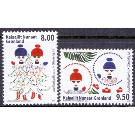 2012. 8,00-9,50 Kr. Julefrimærker. AFA nr 631-32 postfrisk stemplet