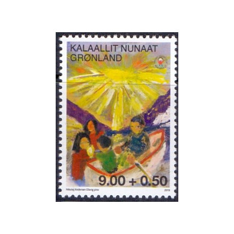 2013. 9,00+0,50 Øre. Bedre børneliv i Grønland. AFA nr 633 postfrisk stemplet