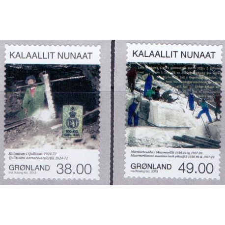 2013. 38,00-49,00 Kr. Minedrift i Grønland IV. AFA nr 635-36 postfrisk stemplet
