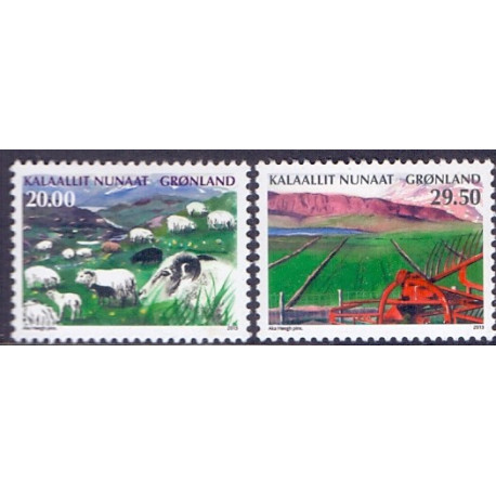 2013. 20,00-29,50 Kr. Landbrug i Grønland II. AFA nr 644-45 postfrisk stemplet