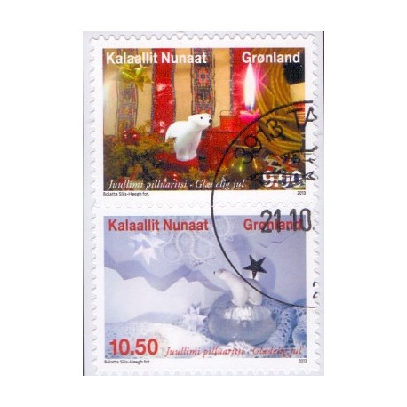 2013. 9,00-10,50 Kr. Julefrimærke, fra hæfte. AFA nr 660E-61E postfrisk stemplet