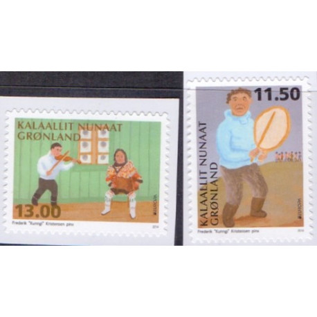 2014. 11,50-13,00 Kr. Europamærker / CEPT, fra hæfte. AFA nr. 665E-66E postfrisk stemplet