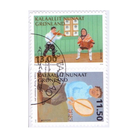 2014. 11,50-13,00 Kr. Europamærker / CEPT, fra hæfte. AFA nr. 665E-66E postfrisk stemplet