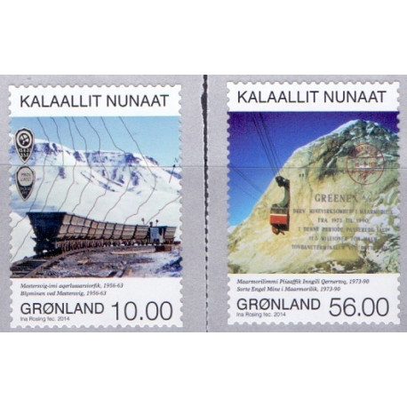 2014. 10,00-56,00 Kr. Minedrift i Grønland. AFA nr. 669-70 postfrisk stemplet