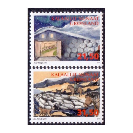 2014. 21,50-31,50 Kr. Landbrug i Grønland III. AFA nr. 677-78 postfrisk stemplet