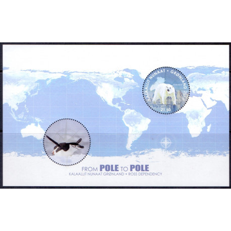 2014. 21,50 Kr. Fra pol til pol. AFA nr. 688 i postfrisk miniark  stemplet
