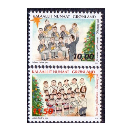 2014. 10,00-11,50 Kr. Julefrimærker. AFA nr. 689-90 postfrisk  stemplet