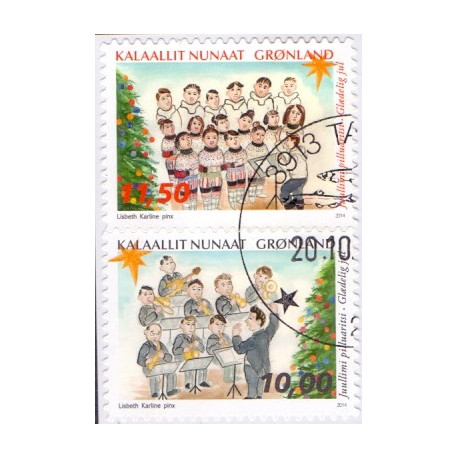 2014. 10,00-11,50 Kr. Julefrimærker. AFA nr. 689E-90E fra hæfte postfrisk  stemplet
