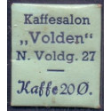 Frimærkepenge 1 Øre "Kaffesalon Volden" Lysblå/blå