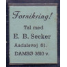 Frimærkepenge 1 Øre " Forsikring Tal med E.B. Secker" 