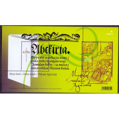 Finland. 2007. Mikael Agricolas, miniark. AFA nr. 1831-32 **   , postfrisk stemplet