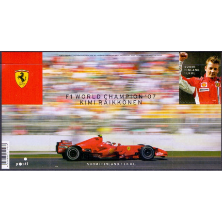Finland. 2008. Kimi Räikkönen, miniark. AFA nr. 1926 **          ,       postfrisk stemplet
