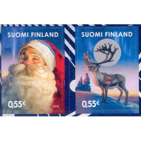 Finland. 2010. Julemanden og renen. AFA nr. 2066-67 **        , stemplet postfrisk