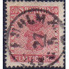 Sverige. 1858. 50 Øre, våben, Mørkkarmin, AFA nr. 12a, postfrisk stemplet