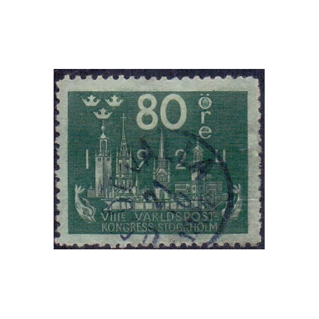 Sverige. 1924. Verdenspostkongres, 80 Øre, AFA nr. 170  **   postfrisk stemplet FDC st,