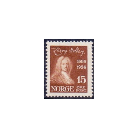 Norge. 1934. Ludvig Holbergs fødsel. 15 Øre. AFA nr. 168 ** st. stemplet postfrisk