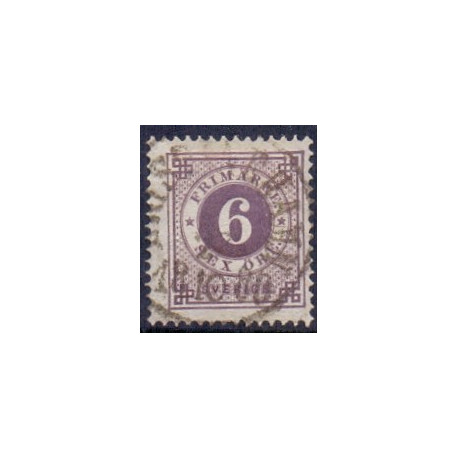 Sverige. 1872. Ringtype 6 Øre.Mørkviolet. AFA nr. 20a **, postfrisk stemplet FDC st,