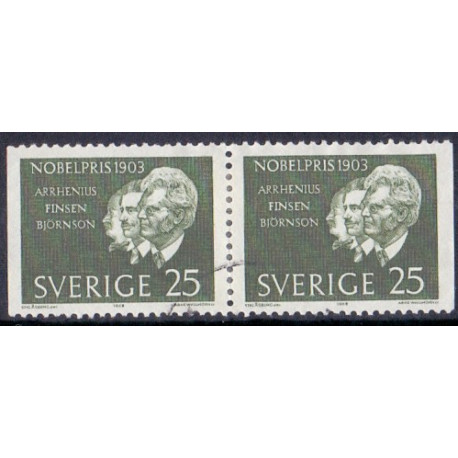 Sverige. 1963. Nobelpristager 1903, i vandret par. AFA nr. 519Cv/Ch **  postfrisk stemplet FDC st,