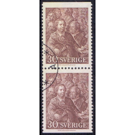 Sverige. 1961. Carl Gustaf Pilos, i lodret par. AFA nr. 477Co/Cn **  postfrisk stemplet FDC st,