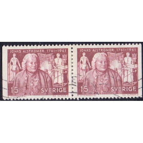 Sverige. 1961. J. Alströmer, i vandret par. AFA nr. 479Cv/Ch ** postfrisk stemplet FDC st,