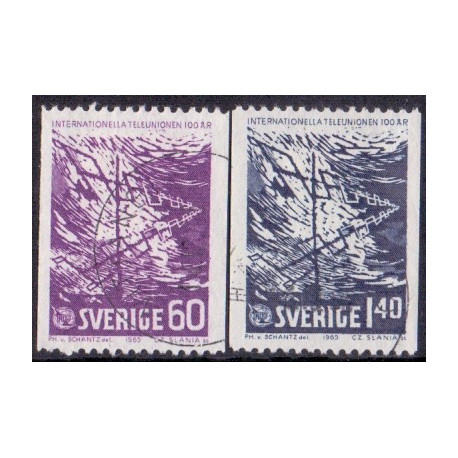 Sverige. 1965. UIT 100 år. 60 Øre-1,40 kr.  AFA nr. 540-41 **     postfrisk stemplet FDC st,