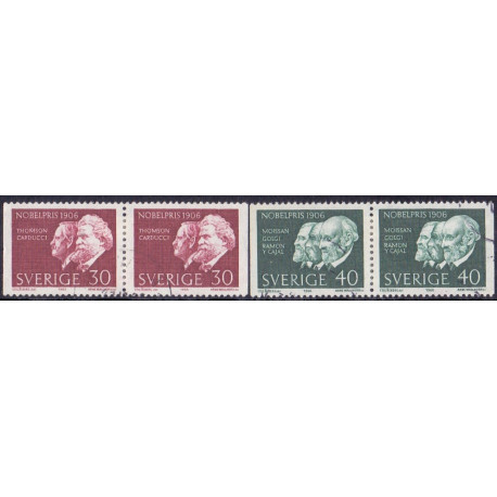 Sverige. 1966. Nobelpristager 1906, . AFA nr 572Cv-573Ch ** (2 par)  postfrisk stemplet FDC st,