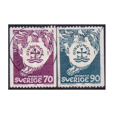 Sverige. 1968. Kirkernes Verdensråd,  70-90 Øre, AFA nr. 618-19 **        postfrisk stemplet FDC st,