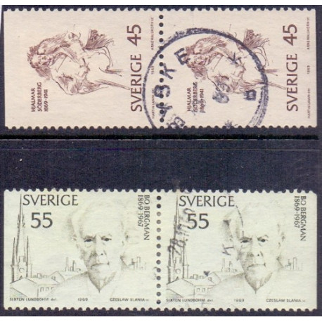 Sverige. 1969. Forfattere, AFA nr. 659Co-660Ch ** (2 par)    postfrisk stemplet FDC st,