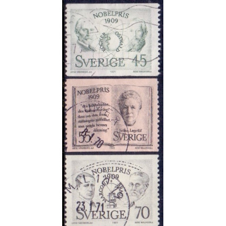 Sverige. 1969. Nobelpristager 1909, 45-70 Øre, AFA nr. 668-70 **     postfrisk stemplet FDC st,