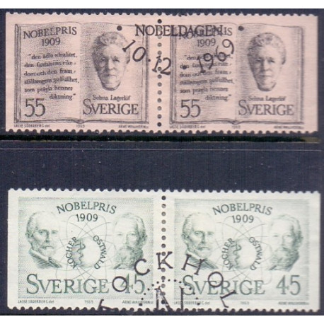 Sverige. 1969. Nobelpristager 1909, AFA nr. 668Cv-669Ch ** (2 par)    postfrisk stemplet FDC st,