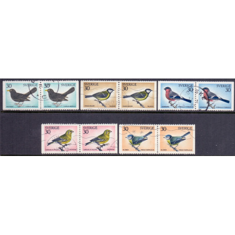 Sverige. 1970. Svenske fugle, AFA nr. 698Cv-702Ch ** (5 par)    postfrisk stemplet FDC st,