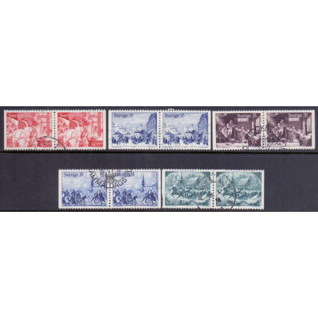 Sverige. 1971. Julefrimærker. AFA nr. 735Cv-739Ch ** (5 par) postfrisk stemplet FDC st,