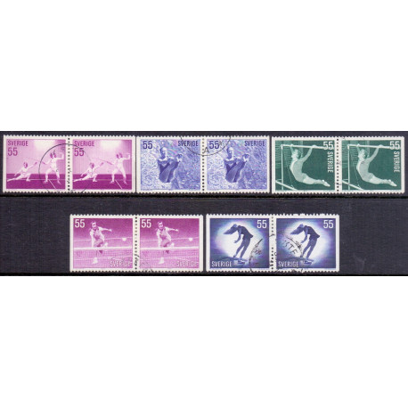 Sverige. 1972. Kvindeidræt. AFA nr. 747Cv-751Ch ** (5 par)  postfrisk stemplet FDC st,